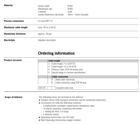 COM253-DX0010 설치형 DO(용존산소) 측정기 Endress Hauser