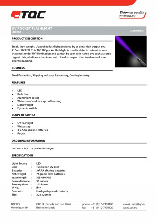 FL-LD7290 표면 오염도 UV 라이트 TQC