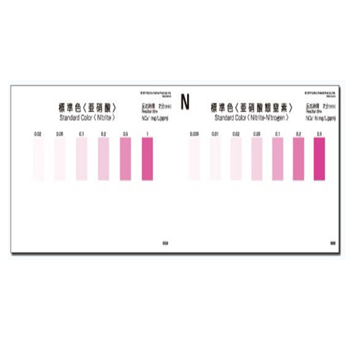 WAK-NO2-SH 아질산성질소,아질산염 색대조표, 간이수질검사 팩 색상표